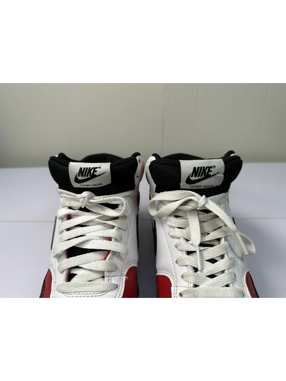 Nike Court Vision Mid DM1186-600 Men’s Size 9.5 White Black Red High Top Shoes